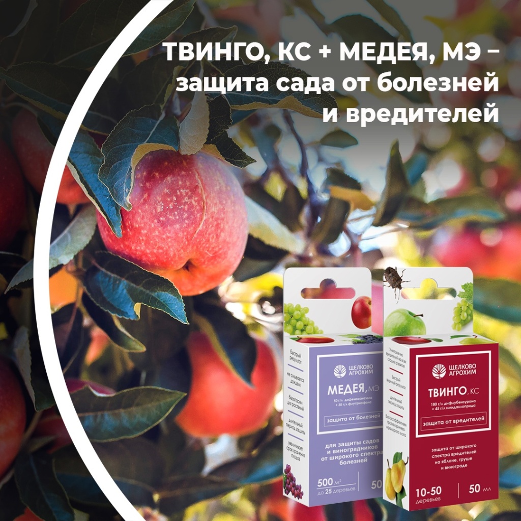 Твинго, КС + Медея, МЭ — защита сада от болезней и вредителей